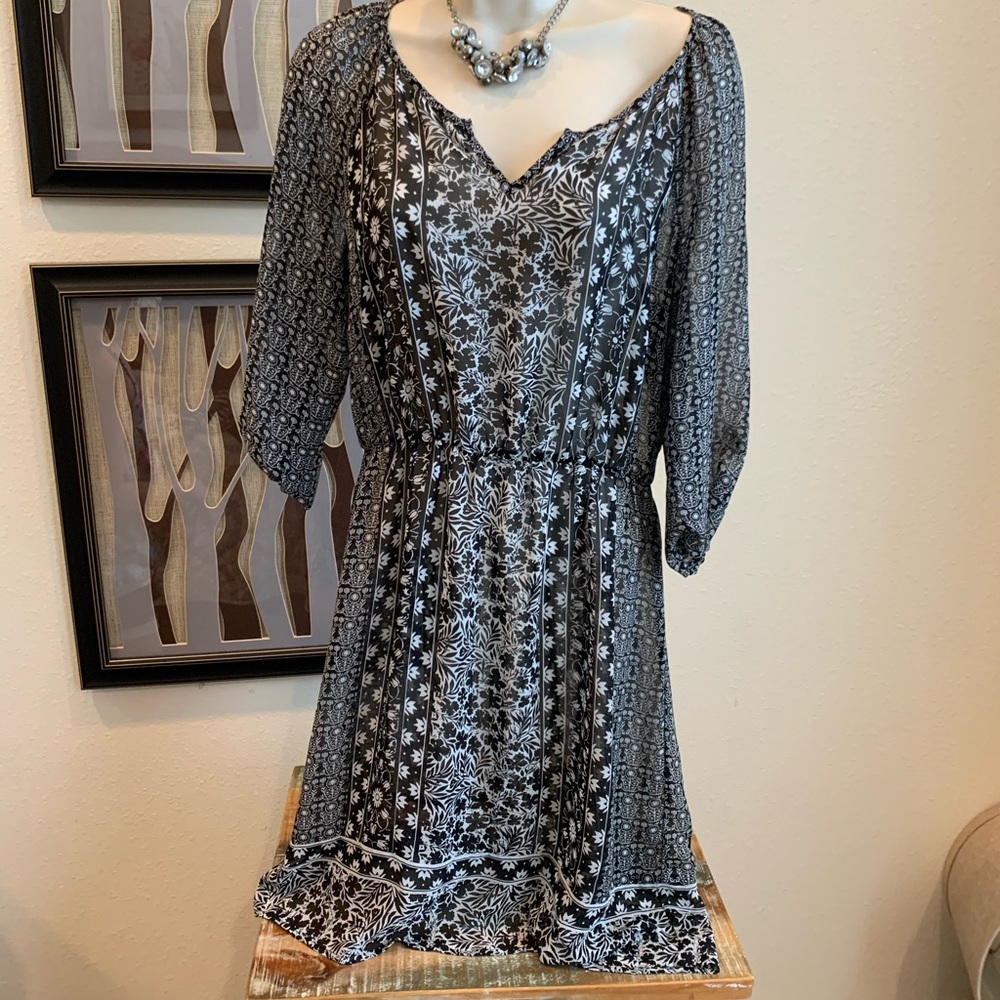 3/4 sleeve chiffon dress